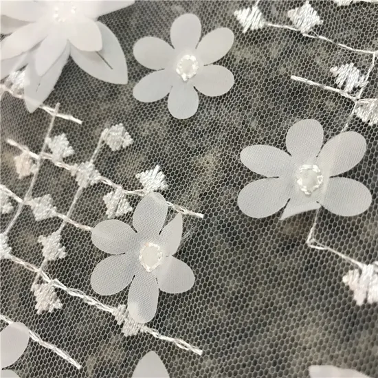 Laser 3D Octagonal Sticker Embroidery Hexagonal Flower Mesh Lace Fabric