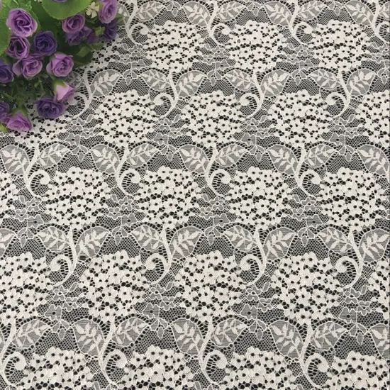 Manufacturer Directly Supplies Spandex Flower Design White Lace Fabric for Accessories