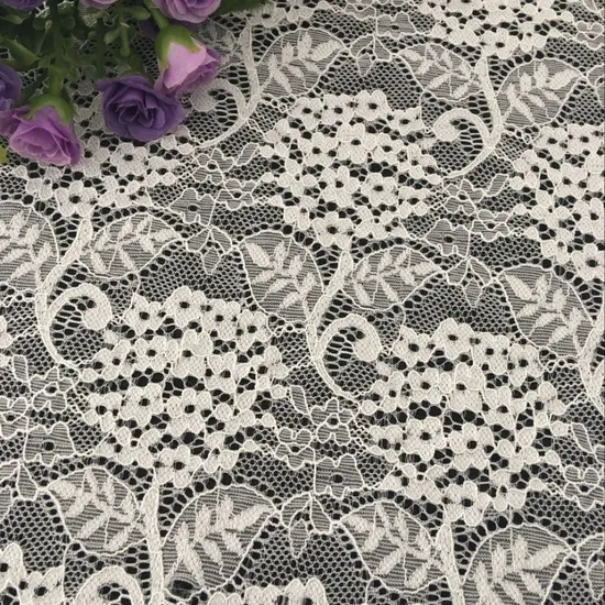 Manufacturer Directly Supplies Spandex Flower Design White Lace Fabric for Accessories