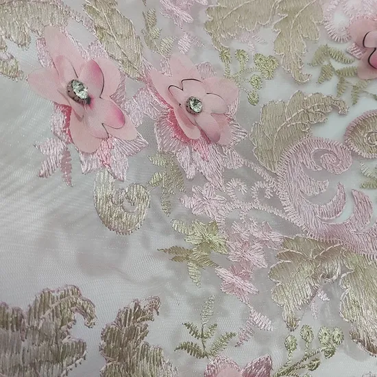 Manufacturer Price Handmade Bead Stitching Embroidered Fabric for Stage Dress