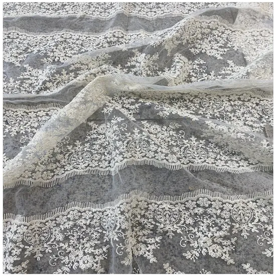 Manufacturer Supply Polyester Embroidery Lace Fabric for Wedding Accessories Curtain