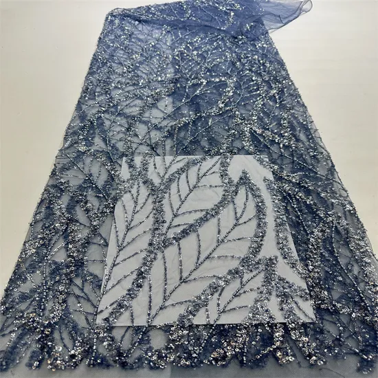 New Fashion Sequin Pearl Tube 3D Embroidery Lace Fabric for Women