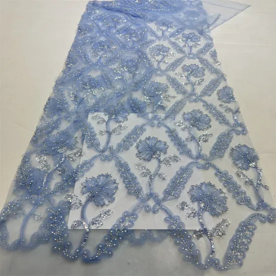 New Handmade Bead Tube Embroidery Mesh Plate Flower Design Lace Fabric