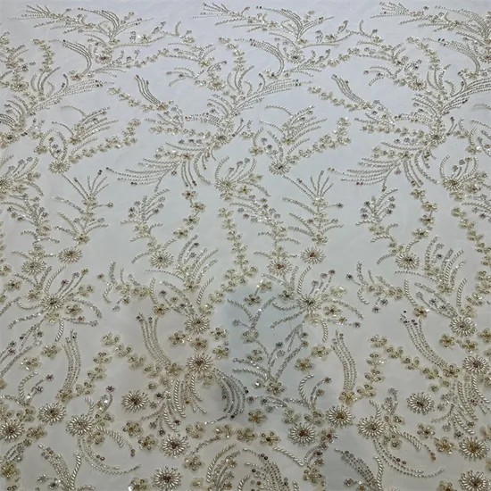 New Laser Bead Tube Lace Embroidery Fabric for Women Wedding Evening