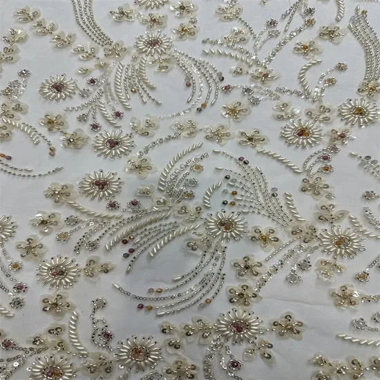 New Laser Bead Tube Lace Embroidery Fabric for Women Wedding Evening