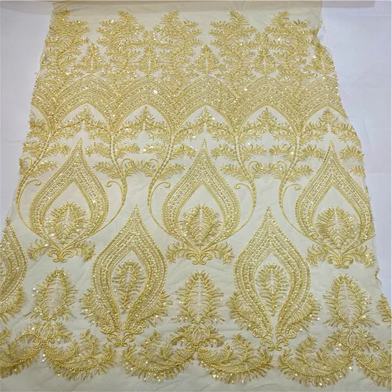 Polyester Mesh Bead Tube 3D Embroidery Lace Fabric for Wedding Cover Curtain