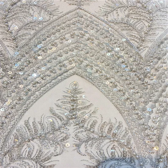 Polyester Mesh Bead Tube 3D Embroidery Lace Fabric for Wedding Cover Curtain