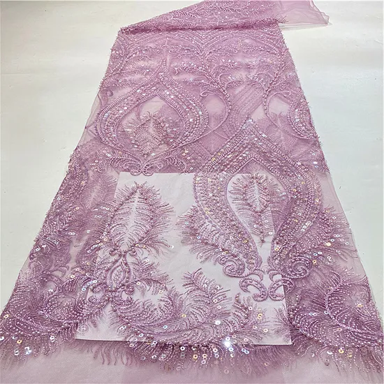 Polyester Mesh Bead Tube 3D Embroidery Lace Fabric for Wedding Cover Curtain