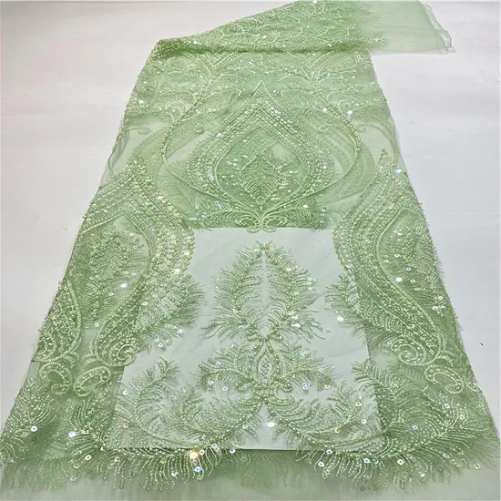 Polyester Mesh Bead Tube 3D Embroidery Lace Fabric for Wedding Cover Curtain