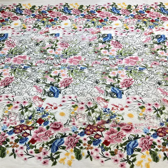 Water Soluble Mesh Multi-Color 3D Embroidered Flower Lace Fabric for Women Dress