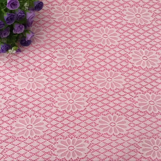 Wholesale Cheaper Price White Hollow out Embroidery Stretch Textile Lace Fabric