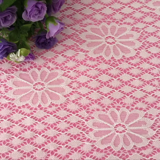 Wholesale Cheaper Price White Hollow out Embroidery Stretch Textile Lace Fabric