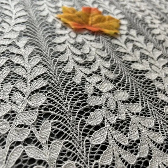 Wholesale Large Wide White Leaves Design Lace Fabric for Curtain Tablecloth