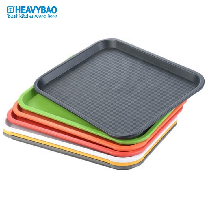 Anti Slip Square Shape  Food Serving Tray Food Grade PP Material serving restaurant serving tray