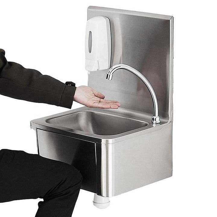 Commercial hand free knee operated sink stainless steel sink washing basin for restaurant