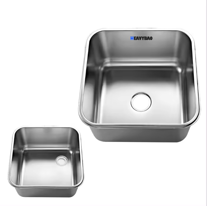 Custom Heavybao 304 Industrial Stainless Steel Kitchen Sink Bowl Handmade Rectangular Table Commercial Kitchen Kitchen