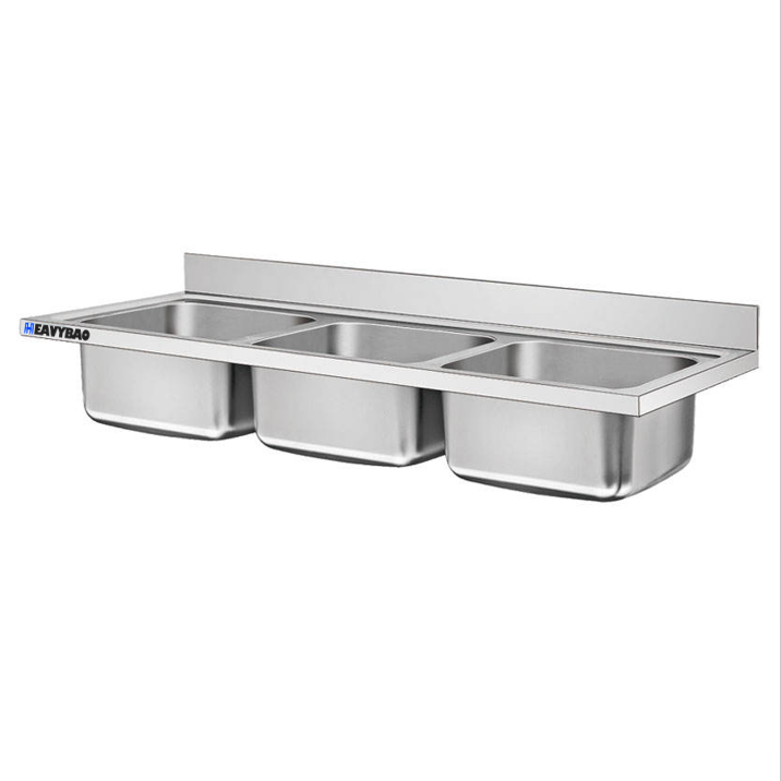 Custom Heavybao 304 Industrial Stainless Steel Kitchen Sink Bowl Handmade Rectangular Table Commercial Kitchen Kitchen