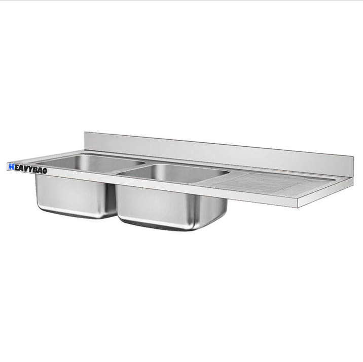 Custom Heavybao 304 Industrial Stainless Steel Kitchen Sink Bowl Handmade Rectangular Table Commercial Kitchen Kitchen