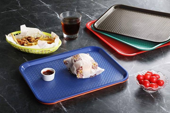 Eco-Friendly Rectangular Dining Food Plastic PP Serving Tray Fast Food Restaurant Tray