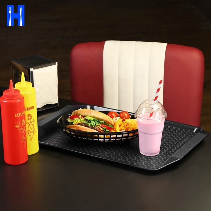 Eco-Friendly Rectangular Dining Food Plastic PP Serving Tray Fast Food Restaurant Tray