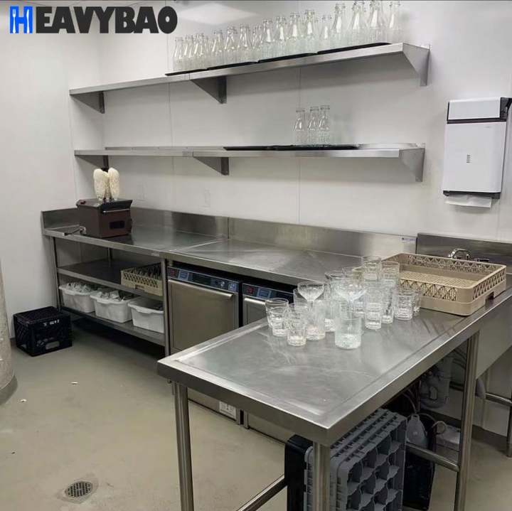 HEAVYBAO Catering Equipment Stainless Steel Galvanized Kitchen Work table Working Bench For Kitchen Using