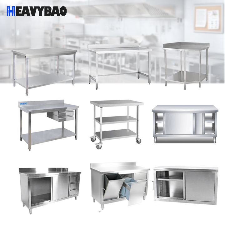 HEAVYBAO High Quality Knocked-down Stainless Steel Food Preparation Work Table For Hotel Kitchen