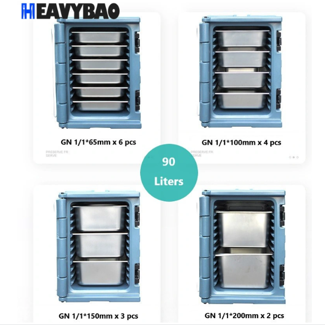 Heavybao 90L 120L Commercial Catering Keep Cold Warm Transport Container Holding Cabinet Thermo Box Insulated Food Pan Carrier