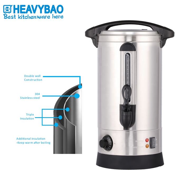 Heavybao Banquet Party Stainless Steel Warmer Heating Element Mulled Wine Water Boiler Tea Warming Urn