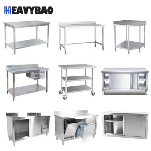 Heavybao Catering Equipment Kitchen  Strong Structure Stainless Steel Worktable High-Volume Manufacturing