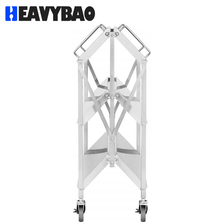 Heavybao Catering Equipment Stainless Steel Foldaing Serving Trolley Cart Strong Tube Used In Restaurant Global Wholesale Market Operations