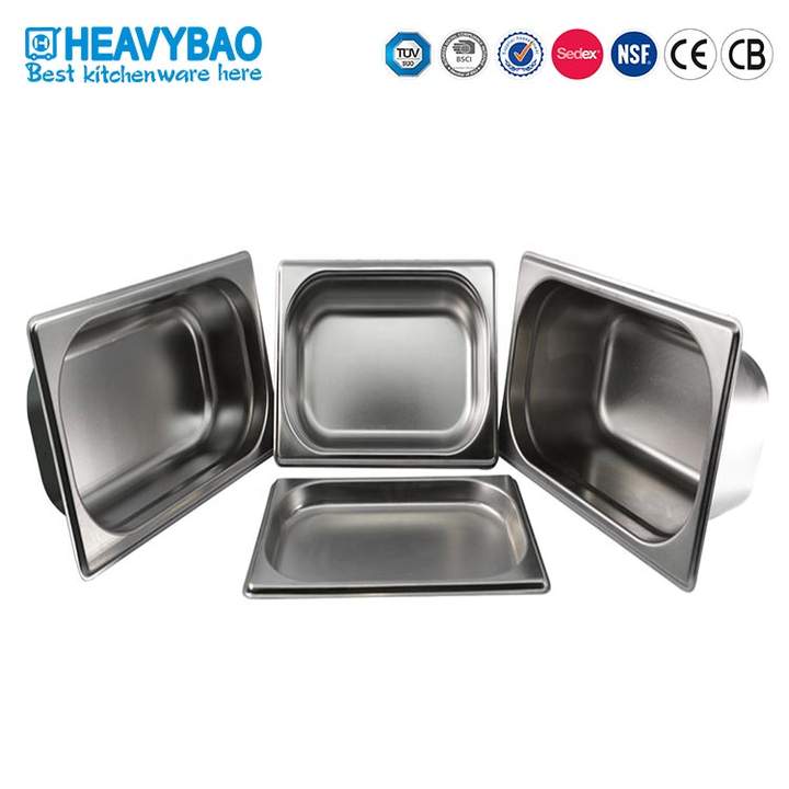 Heavybao Catering Restaurant Cafe Hotel Kitchenware Euro Style Stainless Steel GN Pan Gastronorm Container Food Pan