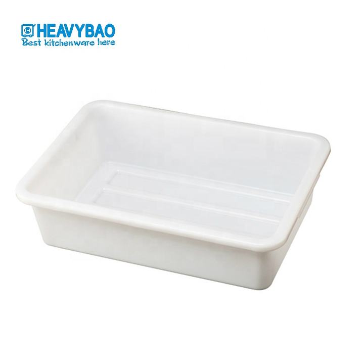 Heavybao Commercial 10-20L White Plastic PP Tray Storage Dish Tote Box For Hotel Kitchen Equipment