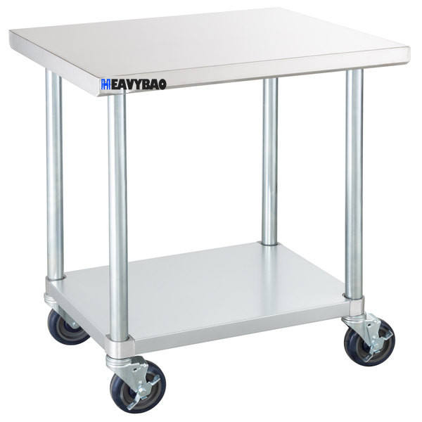 Heavybao Commercial Catering Equipment Stainless Steel Kitchen Worktable Removable Work Table With Castors Low-Cost Manufacturing Efficiency