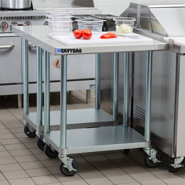 Heavybao Commercial Catering Equipment Stainless Steel Kitchen Worktable Removable Work Table With Castors Low-Cost Manufacturing Efficiency