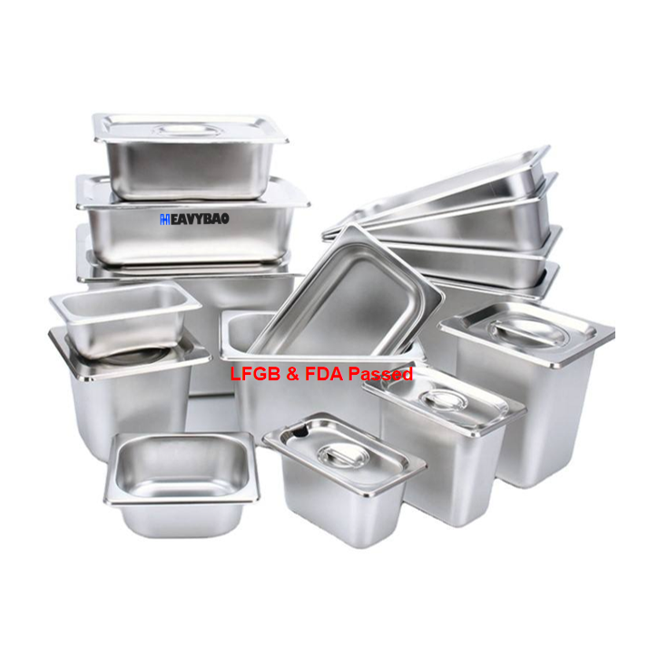 Heavybao Commercial Catering Full Sizes Gastronorm Food Container Drain Pan Stainless Steel Steam Table Pan GN Pans