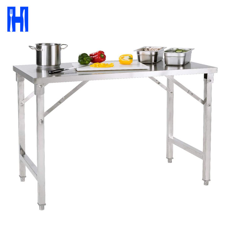 Heavybao Commercial Foldable Work Table Stainless Steel Kitchen Work Table Equipment For Home Restaurant