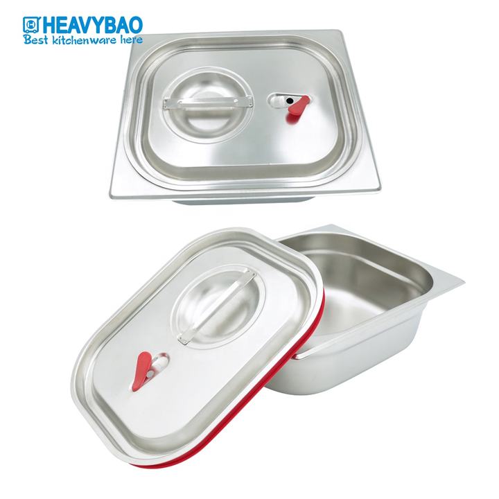 Heavybao Commercial Food Grade Silicone Lid Stainless Steel Buffet Gn Pan Cover For Kitchen Equipment