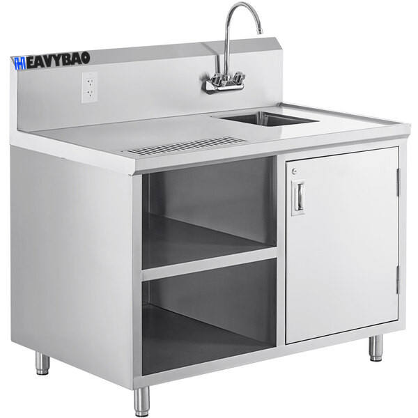 Heavybao Commercial Hotel Restaurant Kitchen Furniture Stainless Steel Work Table Sink And Kitchen Cabinet