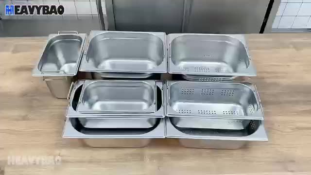 Heavybao Commercial Hotel  Stainless Steel Gastronorm Containers Handle Catering Food Pans Standard GN Pan