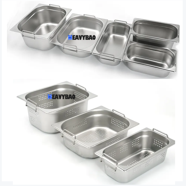 Heavybao Commercial Hotel  Stainless Steel Gastronorm Containers Handle Catering Food Pans Standard GN Pan China Supplier B2B