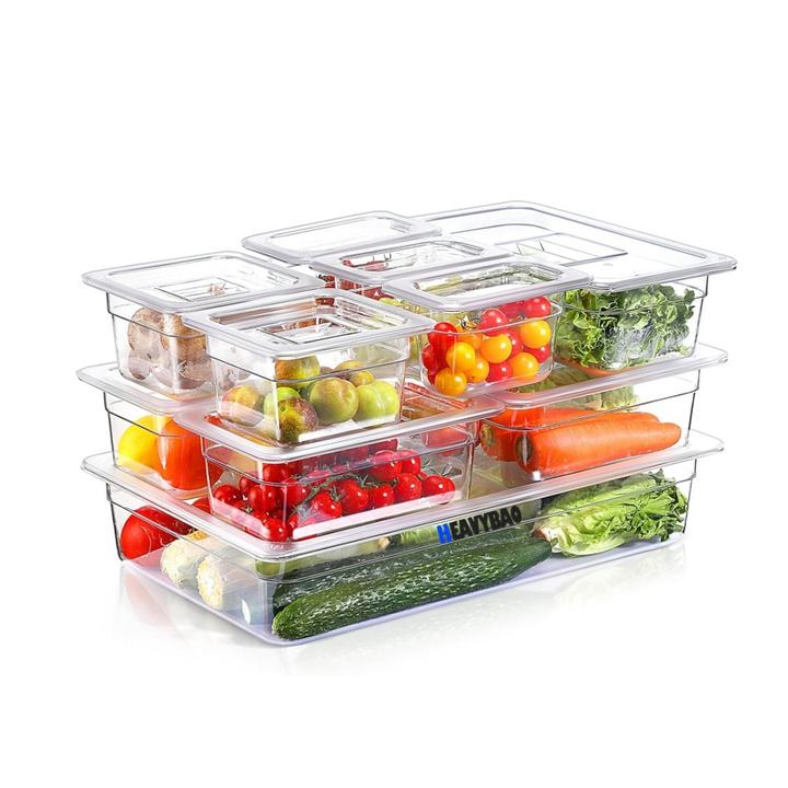 Heavybao Commercial Kitchen Equipment GN Food Pan Gastronorm Container Plastic PC Serving Tray for Restaurant and Hotel Use OEM Wholesale Outlet