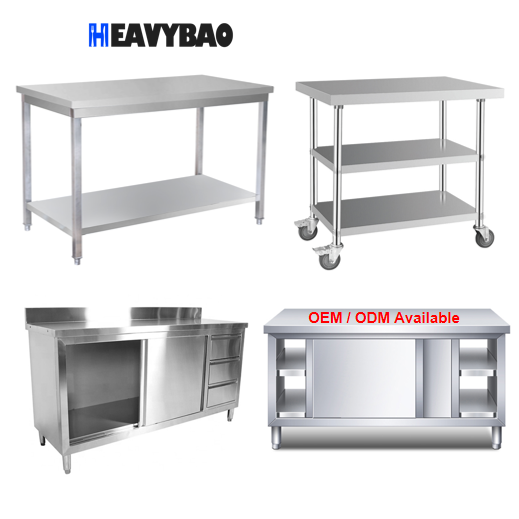 Heavybao Commercial Kitchen Equipment Restaurant Knocked-down Lab Stainless Steel Inox Table Work Table China Supplier