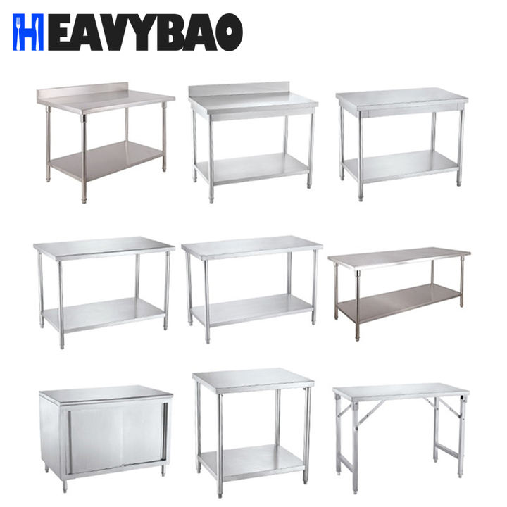 Heavybao Commercial Restaurant Customized Kitchen Equipment Strong Stainless Steel Working Table Used Food Prep Work Table