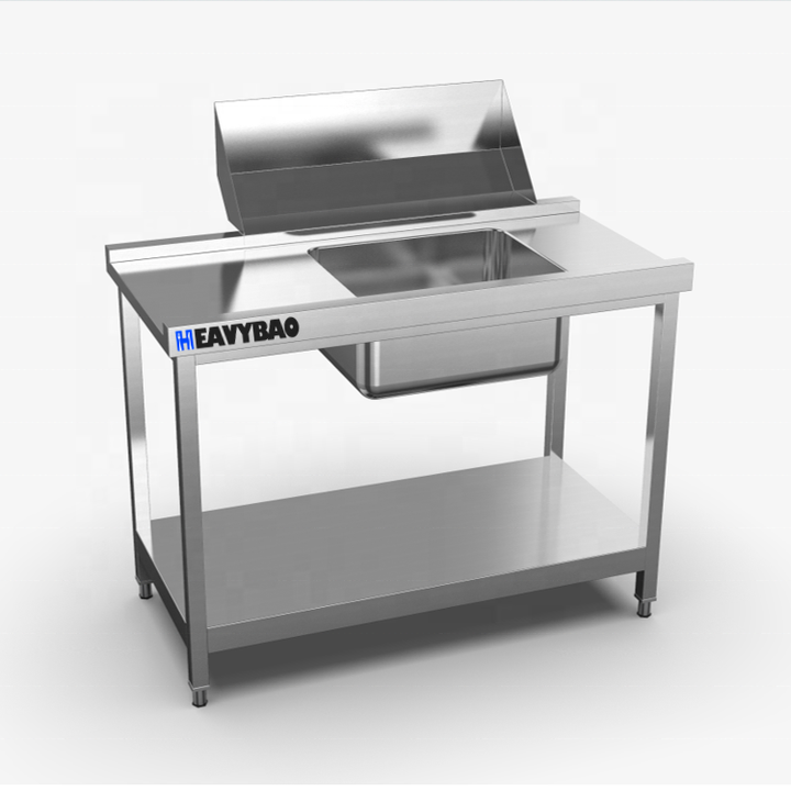 Heavybao Commercial Restaurant Hospital Knocked-down Lab Kitchen Stainless Steel Cooking Inox Sink Work Table B2B Factory Pricing Processing