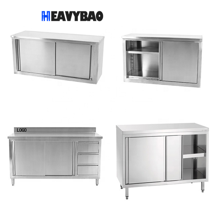 Heavybao Commercial Restaurant Kitchen Equipment Inox Kitchen Cabinet Cupboard Stainless Steel Drawer Worktable Industrial Exporter Factory