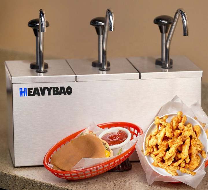 Heavybao Commercial Sauce Squeezer Bottle Stainless Steel Sauce Pump Dispenser Condiment Dispensers Bulk Purchase Discounts