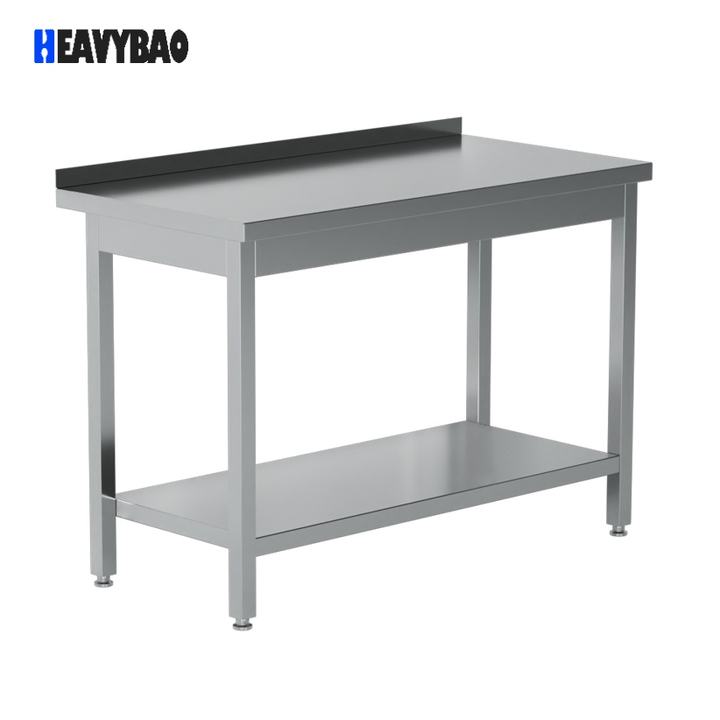 Heavybao Modern Square Tube Kitchen Worktable With Backplash Restaurant Furniture for Kitchen Use Manufacturer and Supplier