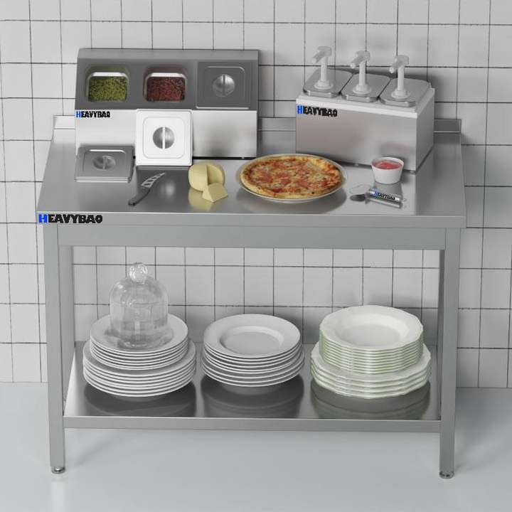 Heavybao Modern Square Tube Kitchen Worktable With Backplash Restaurant Furniture for Kitchen Use Manufacturer and Supplier