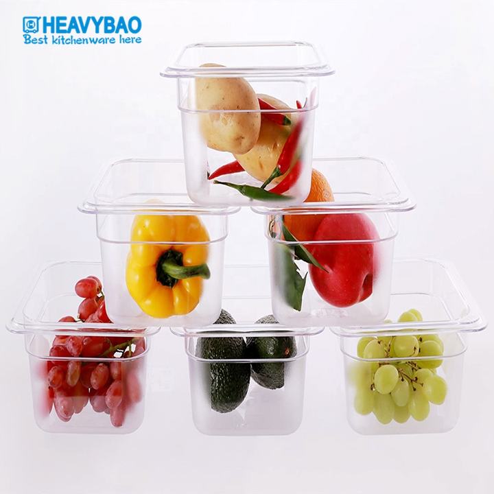 Heavybao Modern Style Full Size Transparent Food PC GN Pan Gastronorm Container Bulk Supply