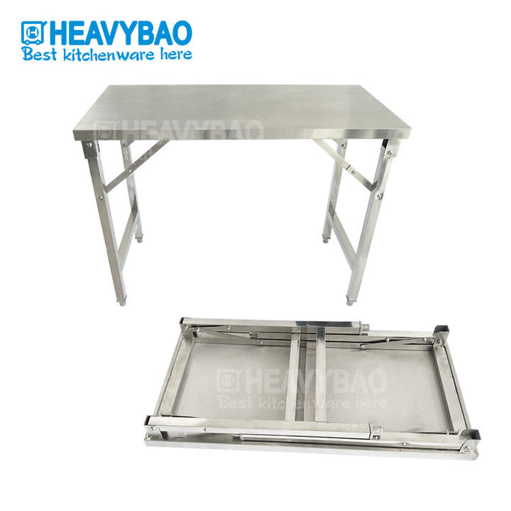 Heavybao Multifunctional Stainless Steel Table Folding Workbench For Restaurant Export-Oriented Factory Wholesale